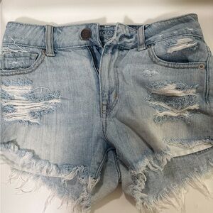 American Eagle Outfitters Light Blue Distressed Jean Shorts